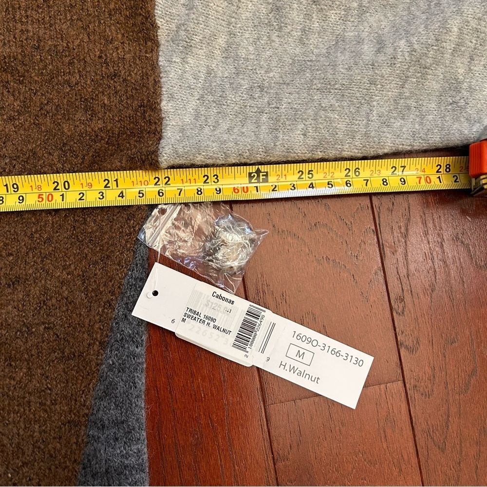 NWT Tribal Mock Neck Colorblock Sweater- Heathered Walnut size M soft washable - Picture 7 of 10